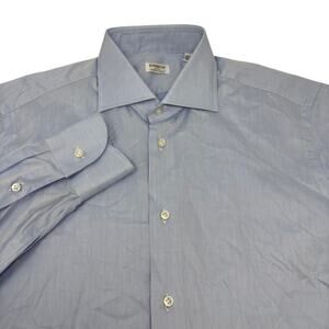 Borriello Napoli Mens 15 3/4-40 Light Blue Long Sleeve Button Up Shirt